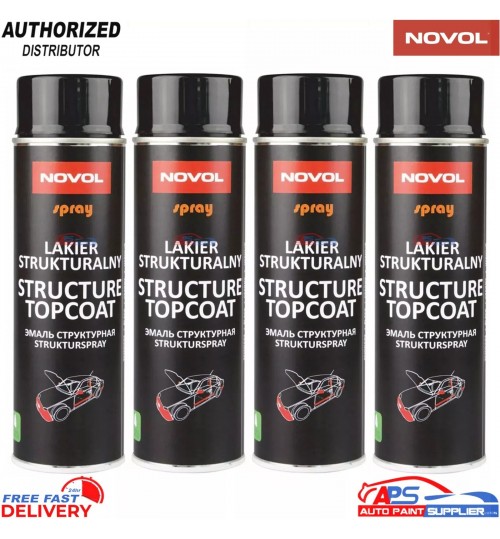 4x NOVOL Structure Topcoat Aerosol 500ml Black – Textured Bumper Trim